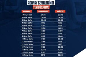 Sakarya Büyükşehir Belediyesi, ADARAY sefer sayısını yolcu yoğunluğuna göre güncelledi